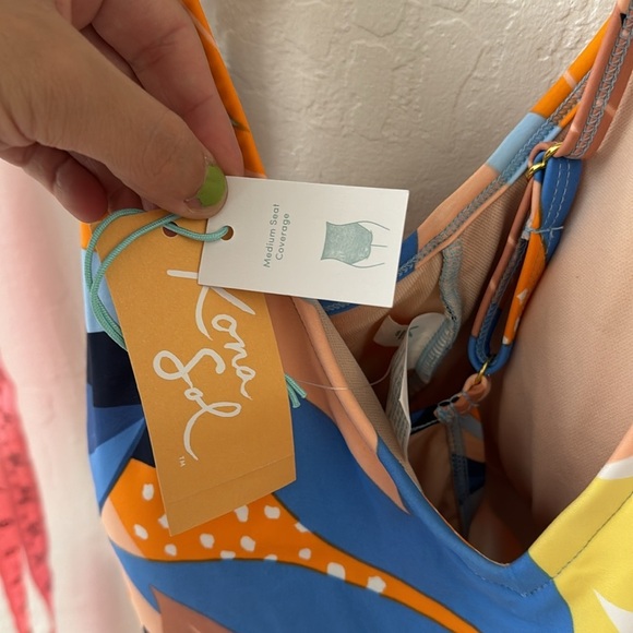 Kona Sol Womens XL (16) Tropical Print Shirred Medium Coverage OnePiece Swimsuit - Picture 4 of 4